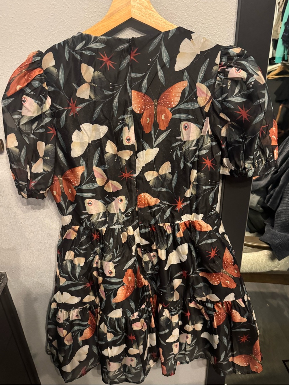 Disturbia Black Floral Puff-Sleeve Fit & Flare Dress 🖤🥀🦋 - Picture 12 of 13